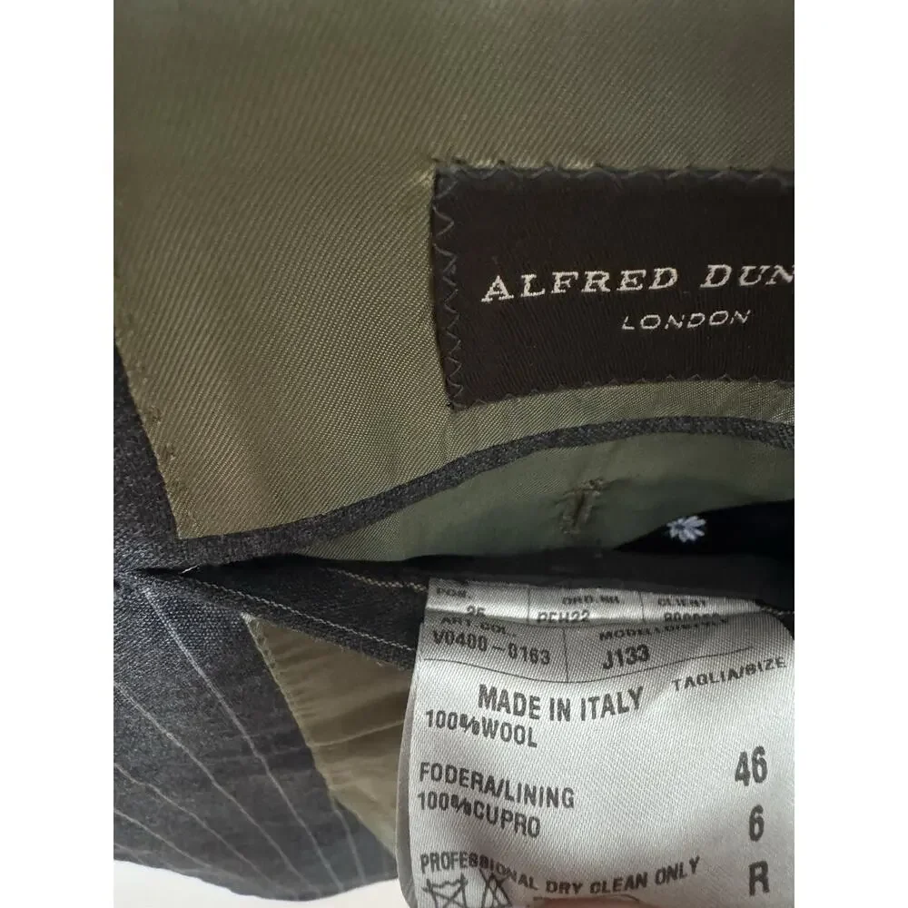 Alfred Dunhill Mens Gray Rainbow Striped 2 Piece Suit 46S Pants 38/25
